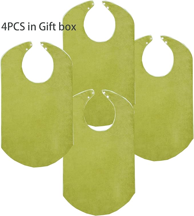 4 Pack Adult Bibs for Men and Women, Adult Bibs for Elderly,Towel bibs for Special Needs Adults