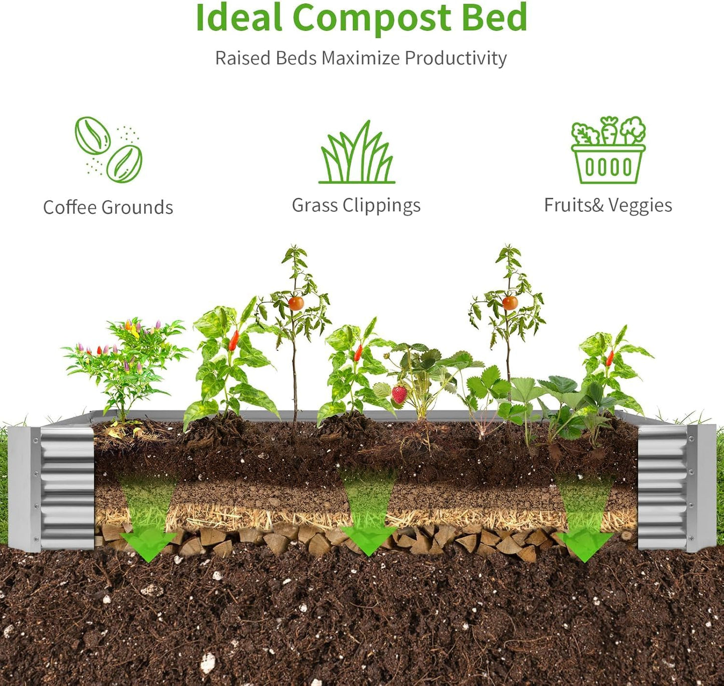 Land Guard 3 Pack 6×3×1ft Galvanized Metal Raised Garden Bed, Metal Planter Kit Box Outdoor for Deep-Rooted Vegetables, Flowers, Green and Herbs, Silver