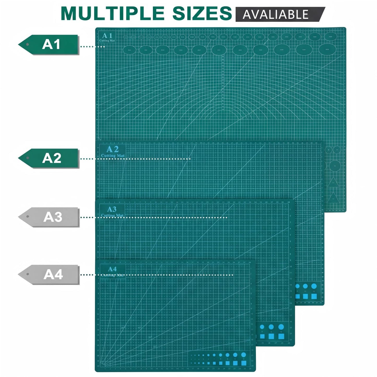 THMINS Self-Healing Sewing Mat, 18"24", 5-Ply Double-Sided Rotating Cutting Mat for Precision Sewing, Fabric Cutting, Crafts and Scrapbooking, A2, Green