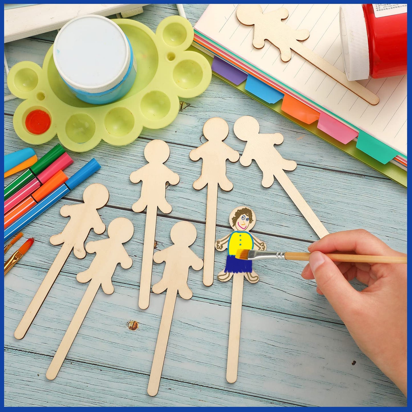 Sintuff 150 Pcs People Craft Sticks 5.3 Inch Jumbo People Shaped Craft Sticks Natural Wooden Craft Sticks for Student DIY Project Making Classroom Home Decoration Craft