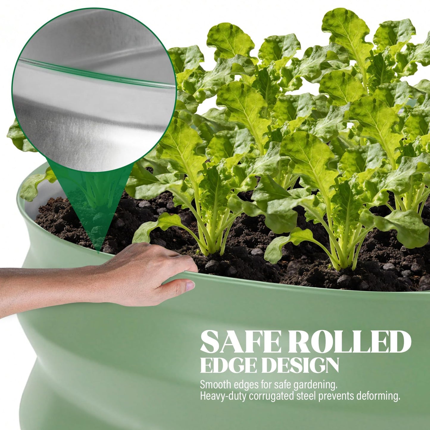 Cycayit Round Metal Raised Garden Bed 2 Pack with Fabric Liners, 2 ft × 2 ft × 1 ft, Outdoor Planters for Backyard, Patio & Garden (sage Green)
