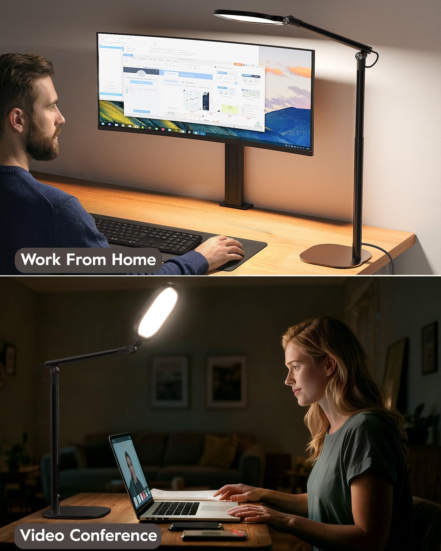 LitONES Led Desk Lamps for Home Office with Base, Tall Desk Lamp with 50 Light Modes & Memory and Timer Func Computer Light, Flexible Adjustable Table Lamps for Video Conference, Architect