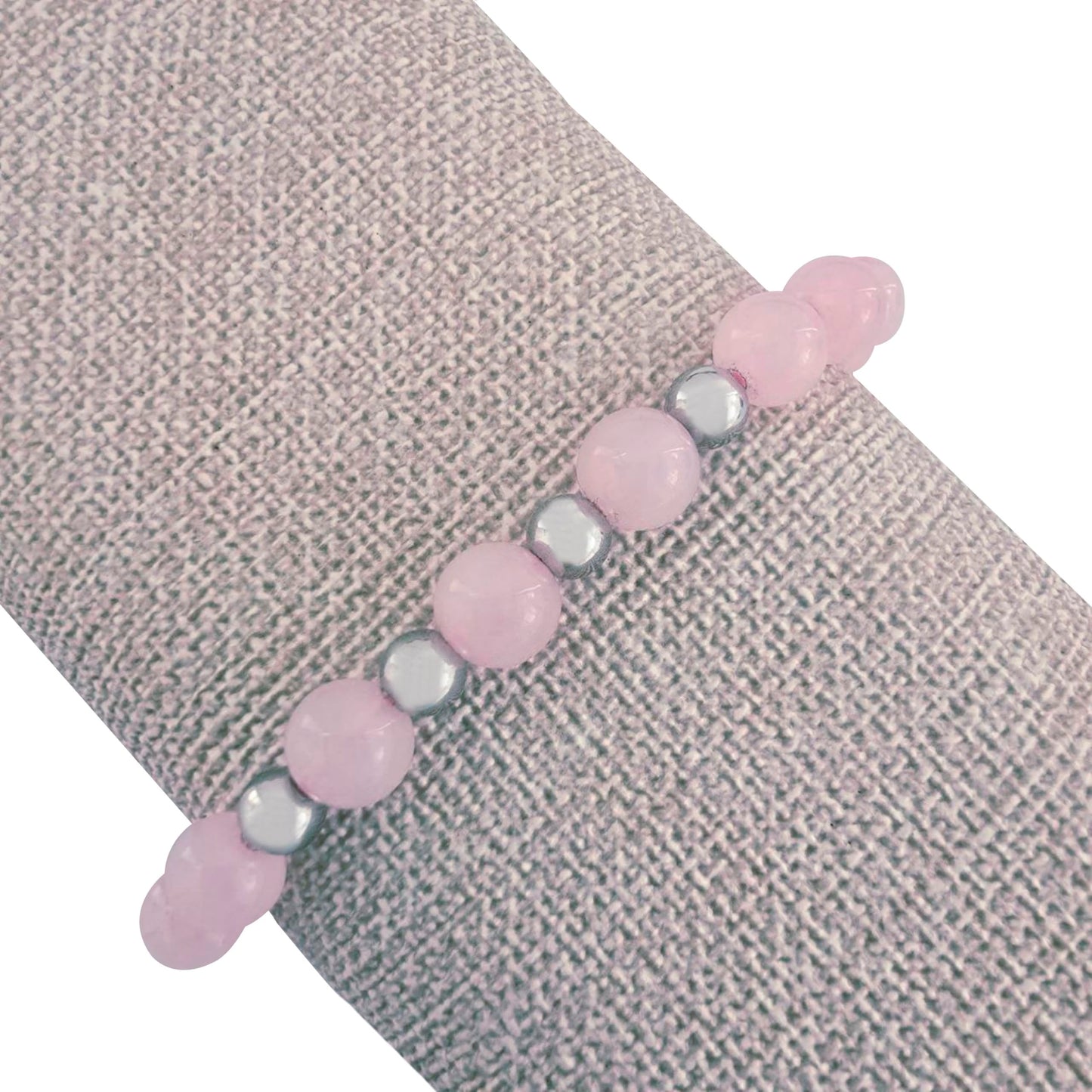 Sabeli Handmade Bracelets Real Natural Stones Healing Protection Focus 8mm Bead Adjustable Macrame Women Men Gemstone Gift (Rose Quartz)