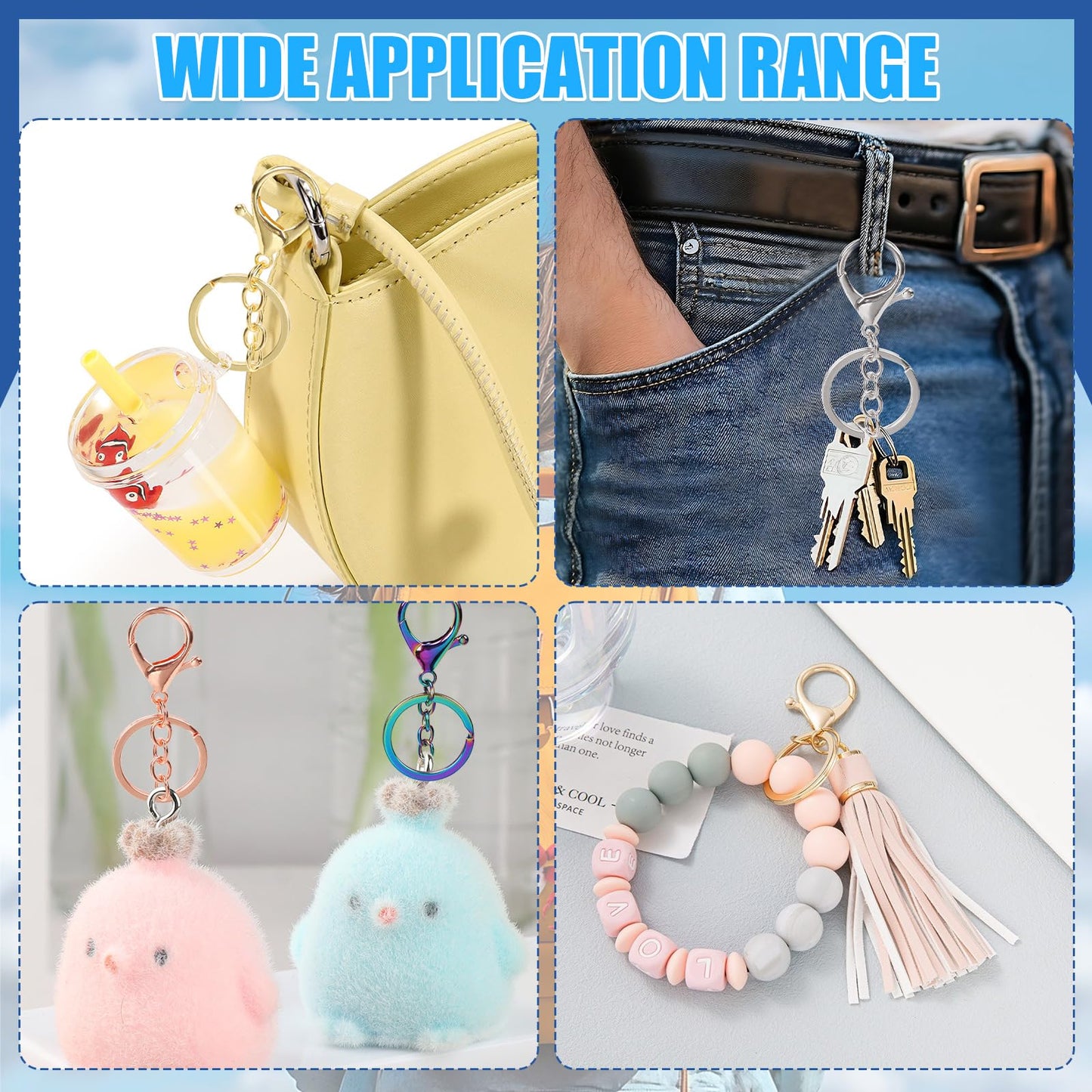 Glarks 28pcs 7 Colors Metal Lobster Claw Clasps with Chains and Key Rings Kit, 32mm Lanyard Snap Keychain Hook, Lobster Clasp Trigger Clips, Lobster Clasp Hook for DIY Bag, Key Rings and Craft Making