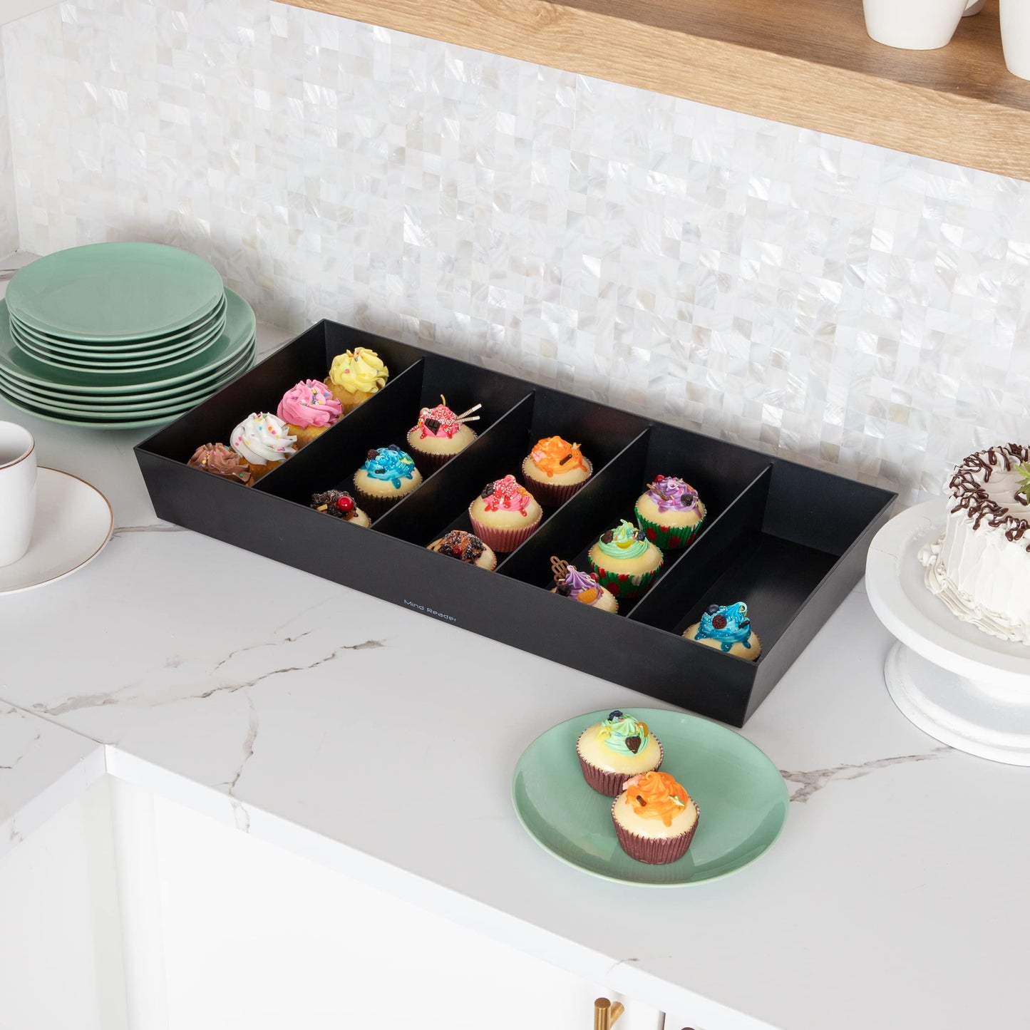Mind Reader Snack Tray, Countertop Organizer, Snack Tray, Pantry, Breakroom, Kitchen, Black