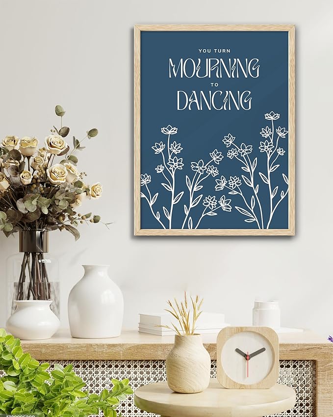 EcoHest Large 16x20in OAK Wood Framed Wall Art, Psalm 30:11 Mourning To Dancing Bible Verse Christian Wall Art, Modern Blue Bedroom Decor For Living Room Bathroom Christian Merch Gift 1Pack