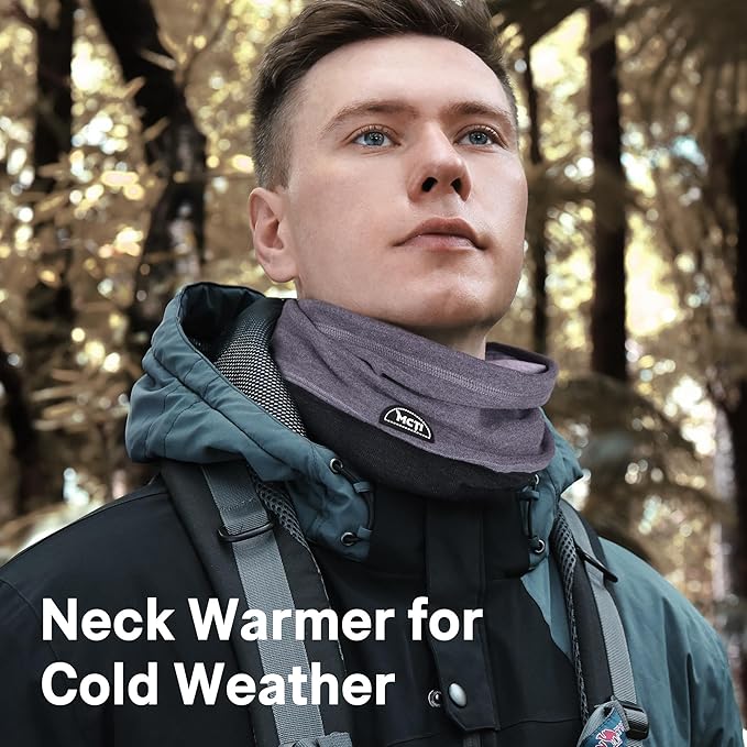 MCTi Neck Gaiter Warmer Winter Fleece Scarves Beanie Hat for Skiing Cycling Elastic Closure