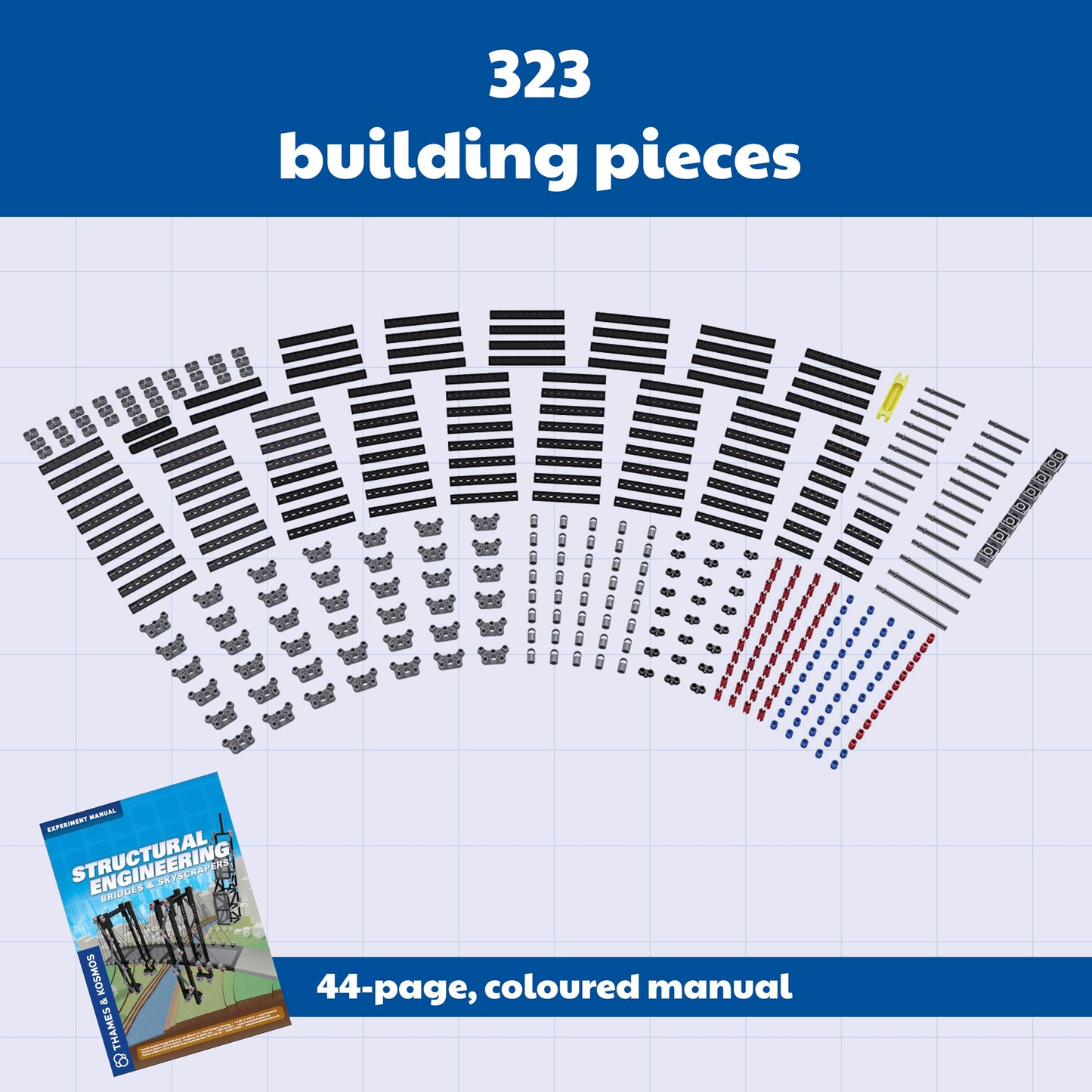 Thames & Kosmos | Structural Engineering: Bridges & Skyscrapers | Science & Engineering Kit | Build 20 Models | Learn about Force, Load, Compression, Tension | Parents' Choice Gold Award Winner, Blue