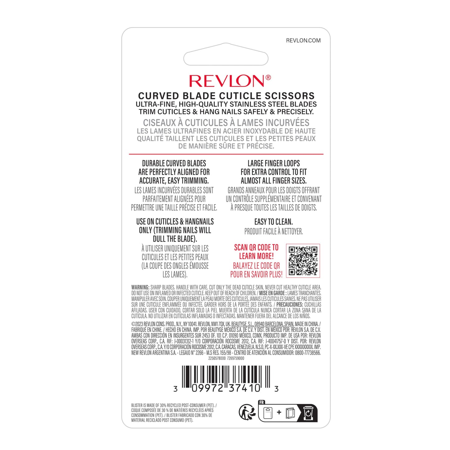 Revlon Cuticle Scissors, Ultra-Fine Stainless Steel Curved Blade for Neat Cuticles and Hangnail Trimming, Tool for Safe Cuticle Nail Care, 1 count