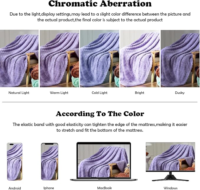 NEWCOSPLAY Super Soft Queen Blanket Lavender Premium Silky Flannel Fleece 3D Waffle Checkered Lightweight Bed Blanket All Season Use (Lavender, Queen(90"x90"))