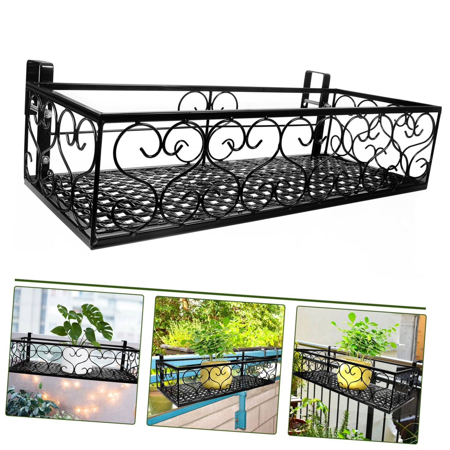 POPETPOP Hanging Window Plant Shelf Metal Flowerpot Rack Balcony Planters Railing Holder