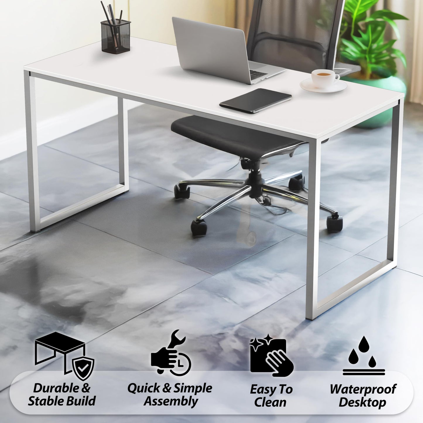 SHW Mission 32-Inch Home Office Computer Desk, White