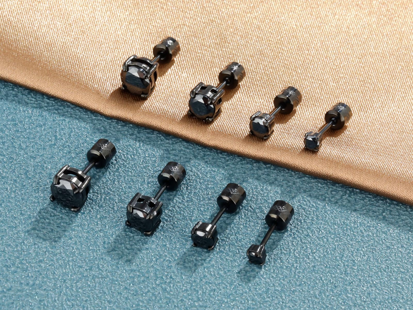 4 Pairs Titanium Hypoallergenic Red Stud Earrings for Sensitive Ears,Black 5A Cubic Zirconia Screw Back Stud Earrings for Women Men Surgical Stainless Steel Double Side Earrings red stud earrings