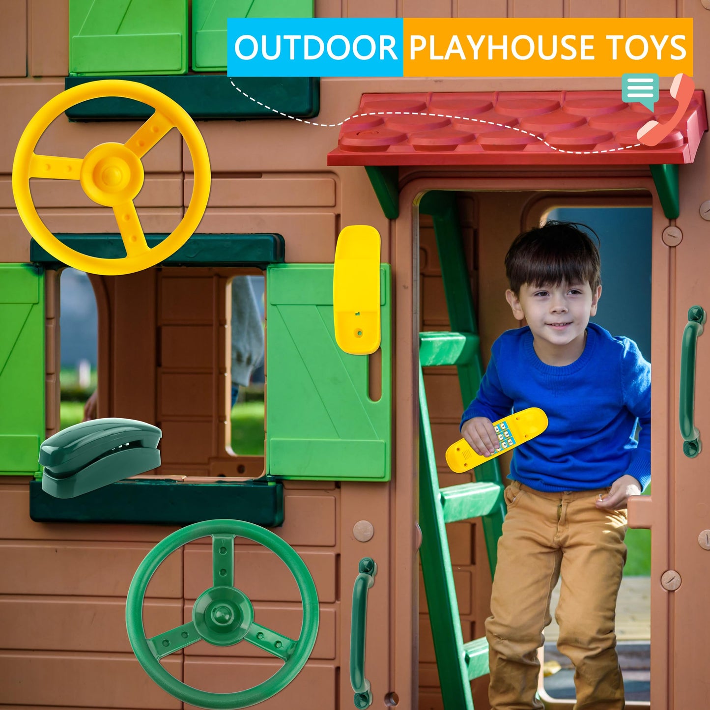 6 Pack Playground Steering Wheel Plastic Swingset Ship Wheel Playset Steering Wheel Toys for Kids Playground Playhouse Treehouse Accessories (Color Set 1)