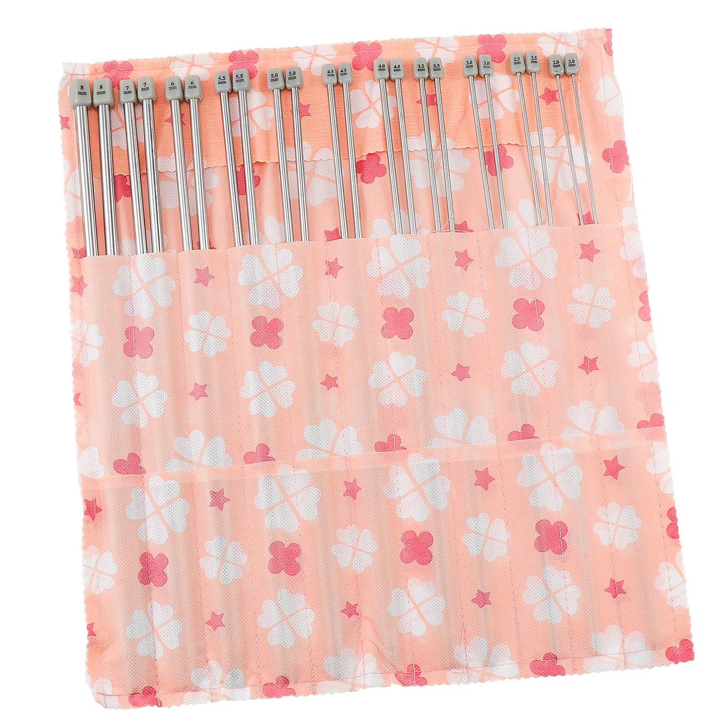 Hysagtek 22 Pcs Knitting Needles Set, 14 Inches Stainless Steel Straight Single Pointed Knitting Needle Kit Metal Knitting Kit in Different Sizes 2.0mm to 8.0mm, with Gift Organizer Bag, 11 Pairs