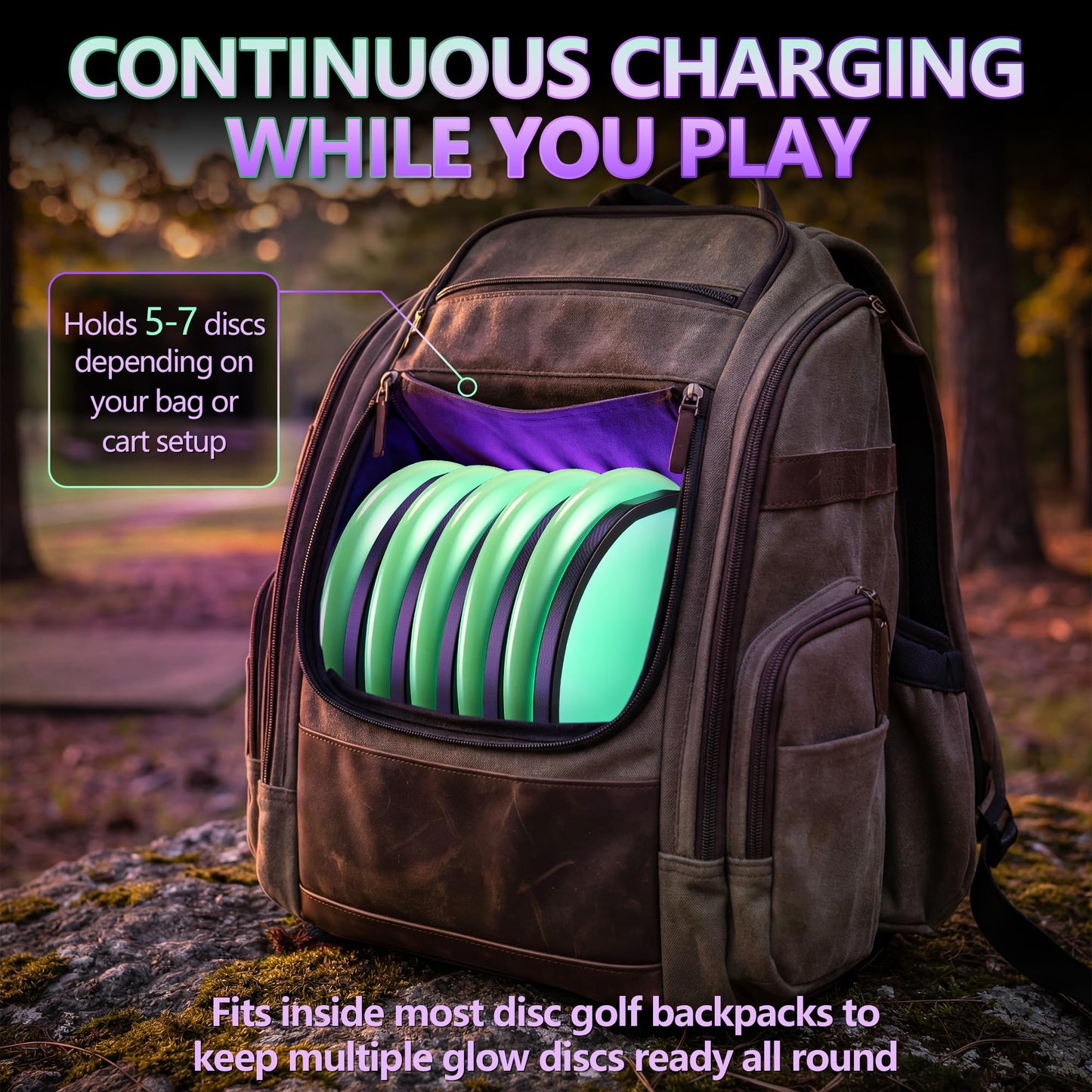 ElectricWise Spiral Disc Golf UV Charging Station, Fast Multi Disc Charging for Luminous Glow Discs, USB Powered Portable Night Play Accessory, Hands Free for Outdoor Practice & Tournaments