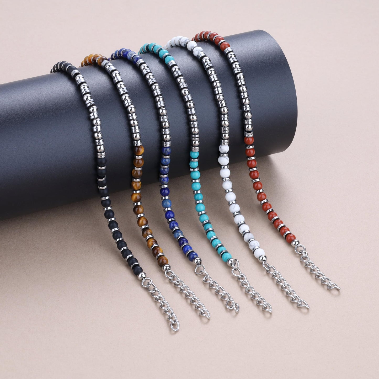 GAVU Hematite Lapis Lazuli Bracelet, Crystal Beaded Bracelet for Men