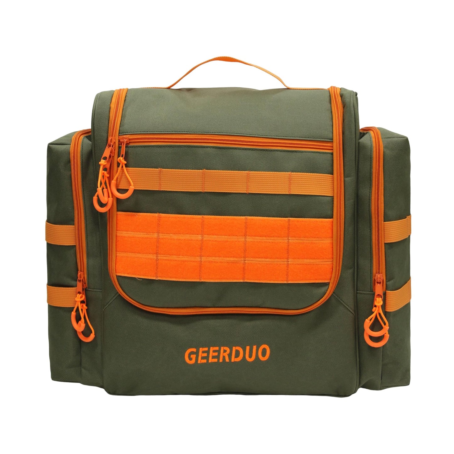 GeerDuo Tactical Camp Kitchen Organizer, Large Camping Utensil Storage Bag with Paper Towel Holder & Multi Pockets, Hanging Outdoor Cookware Organizer for Overlanding