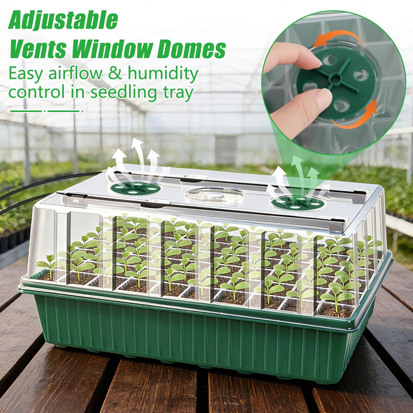 SprintGy 2 Set 120-Cell Seed Starter Tray with Grow Light, Self-Watering Seed Starter Kit with Humidity Dome, Adjustable Brightness Timed Seedling Starter Plant Germination Trays Indoor