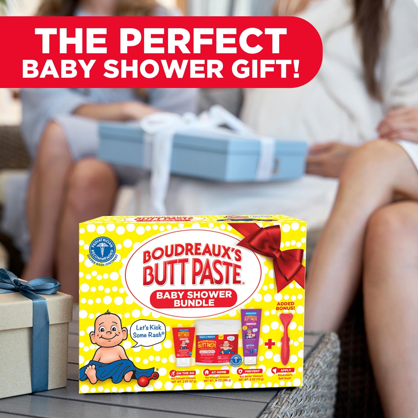 Boudreaux’s Butt Paste Baby Shower Bundle with 3 Newborn Essentials – Zinc Oxide Diaper Rash Cream (14 Oz Jar & 2 Oz Tube), Preventative Ointment (4 Oz Tube) and Silicone Applicator