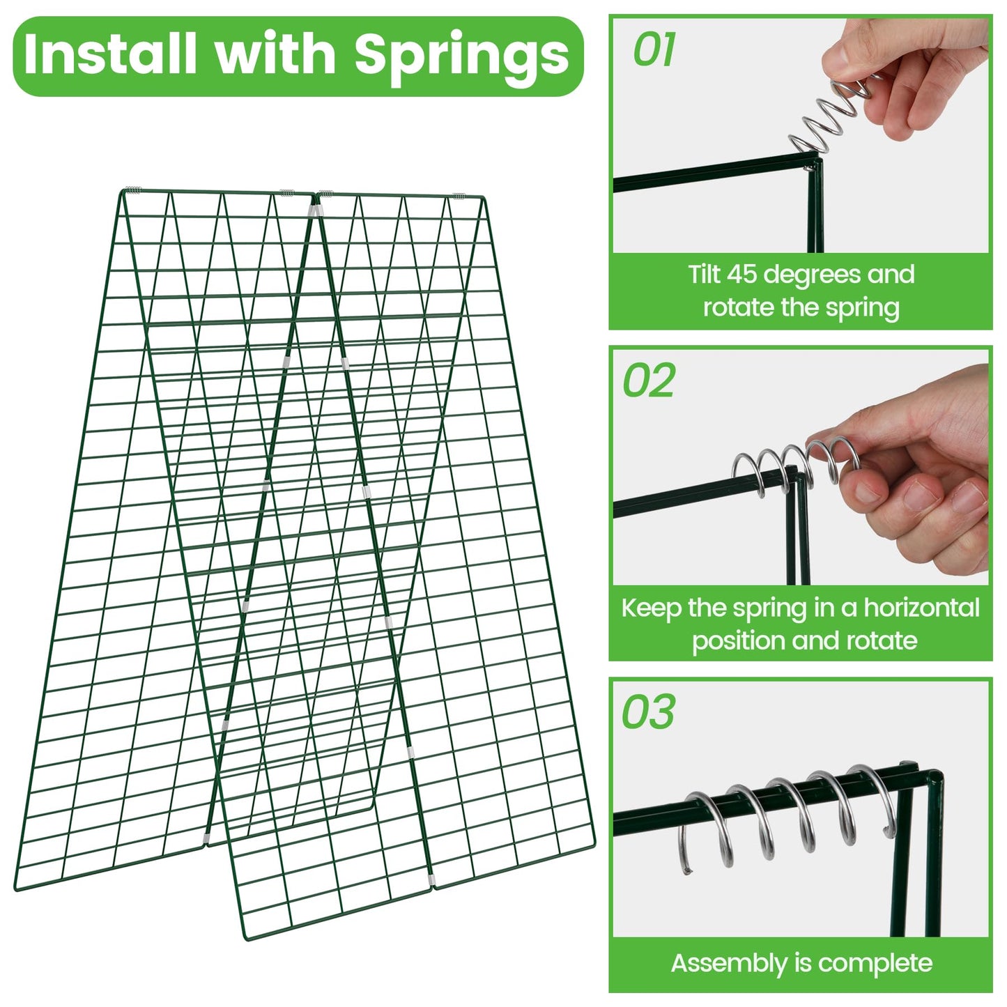 Toriexon Foldable Cucumber Trellis, 48" L x 34" W A-Frame Trellis, Climbing Plants Support Raised Bed Trellis with Twist Ties & Plant Bags for Outdoor Yards Gardens