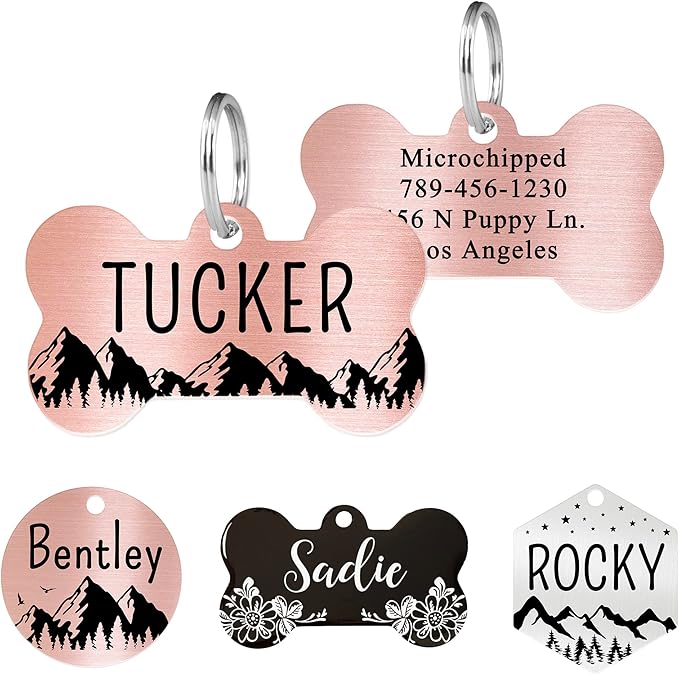 Ultra Joys Custom Dog Tag Personalized Pet Name Tag - Large Bone Mountain