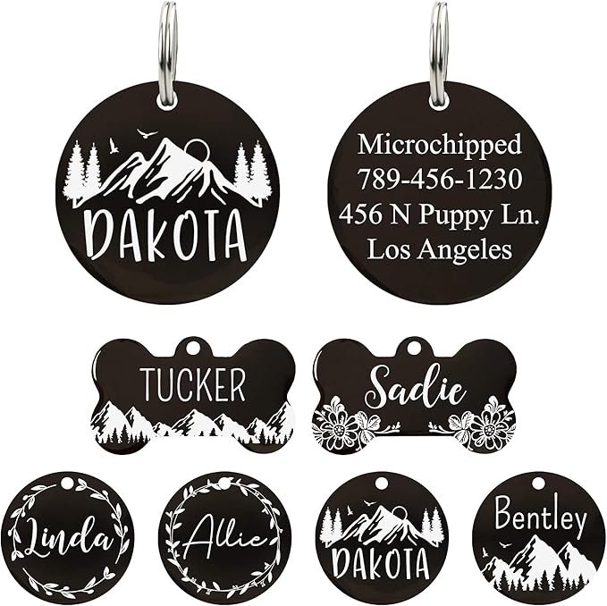 Ultra Joys Custom Dog Tag Personalized Pet Name Tag - Large Bone Mountain