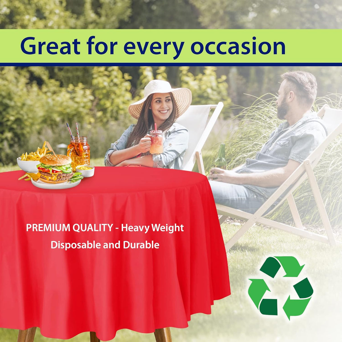 Red Disposable Plastic Tablecloth for Round Tables (36 Pack) Table Cloths for Parties, Events & Weddings, Indoors & Outdoors, 84 inches, Plastic Table Cover