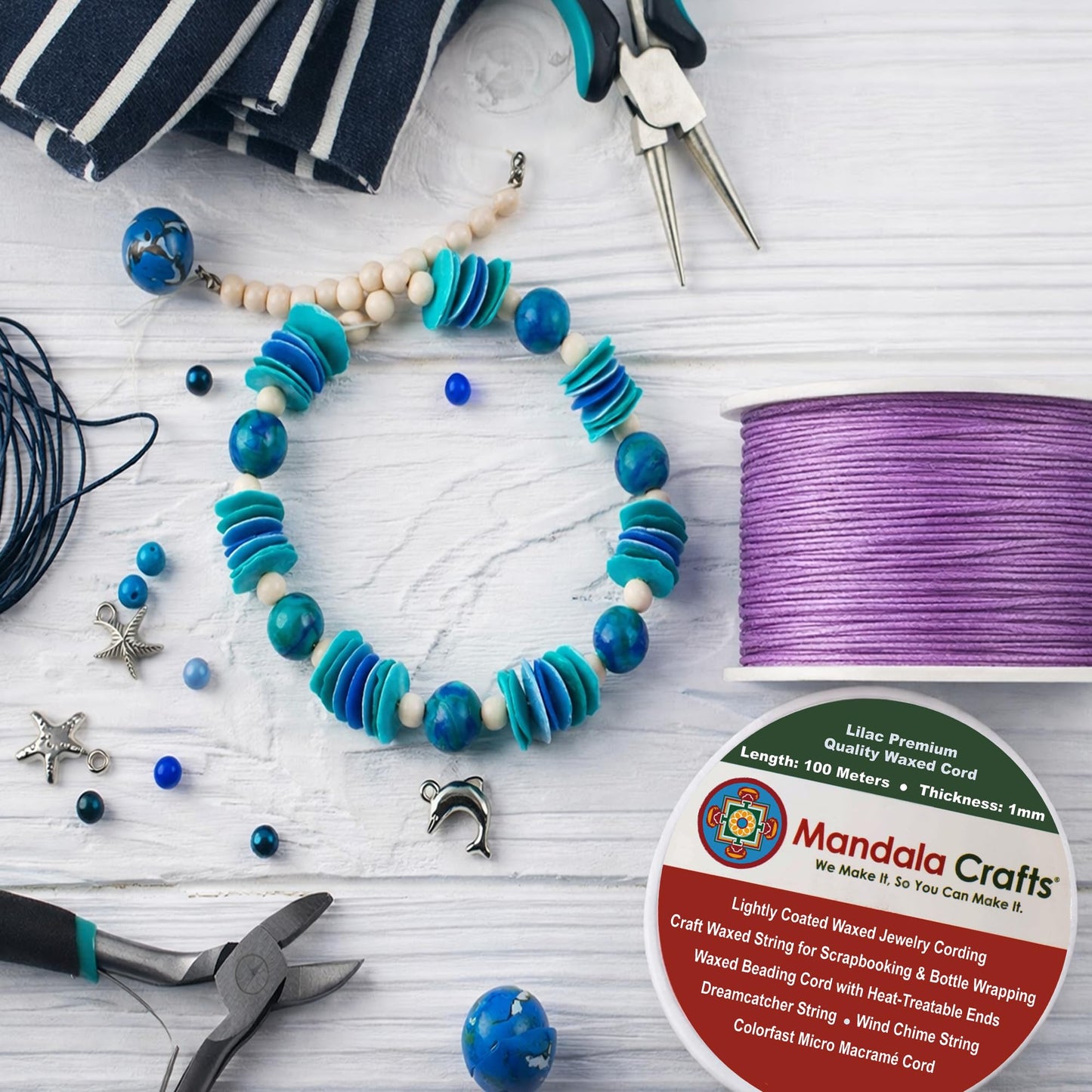 Mandala Crafts 1mm Dark Olive Green Cotton Waxed Cord for Jewelry Making, 109 Yards – Waxed Cotton String for Decorative Knotting and Accessory Assembly