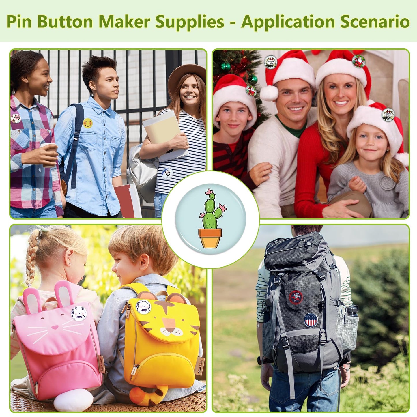 Esmorah 100 Sets (50 pin + 50 Keychain Sets) 58mm/2.25 inch Button Maker Supplies Gift, Keychain Pins Metal Round Badge Parts Making Kit for Button Maker Machine with Metal Cover