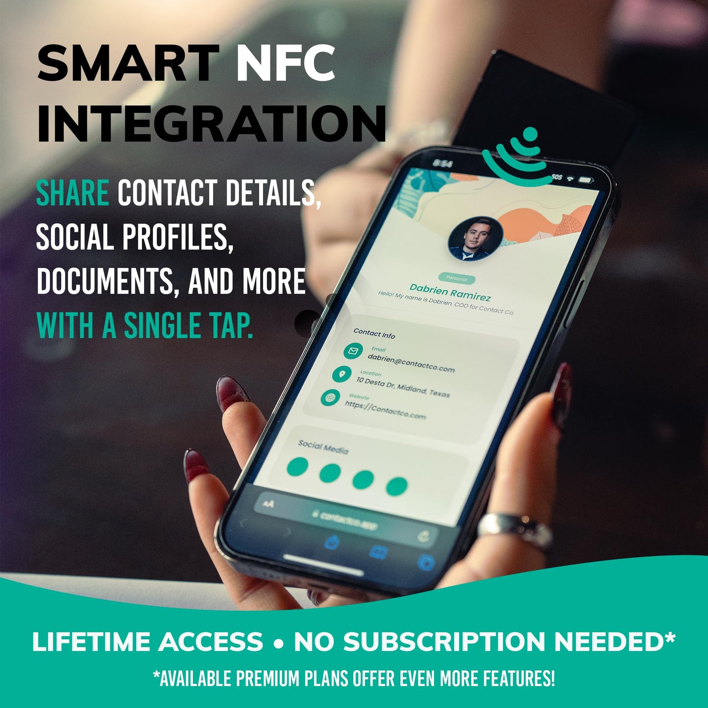 Contact Co. Smart Premier Metal NFC Card, Sleek Smart Business Card with Instant App-Free Sharing, Seamless Tool for Entrepreneurs and More, Gold