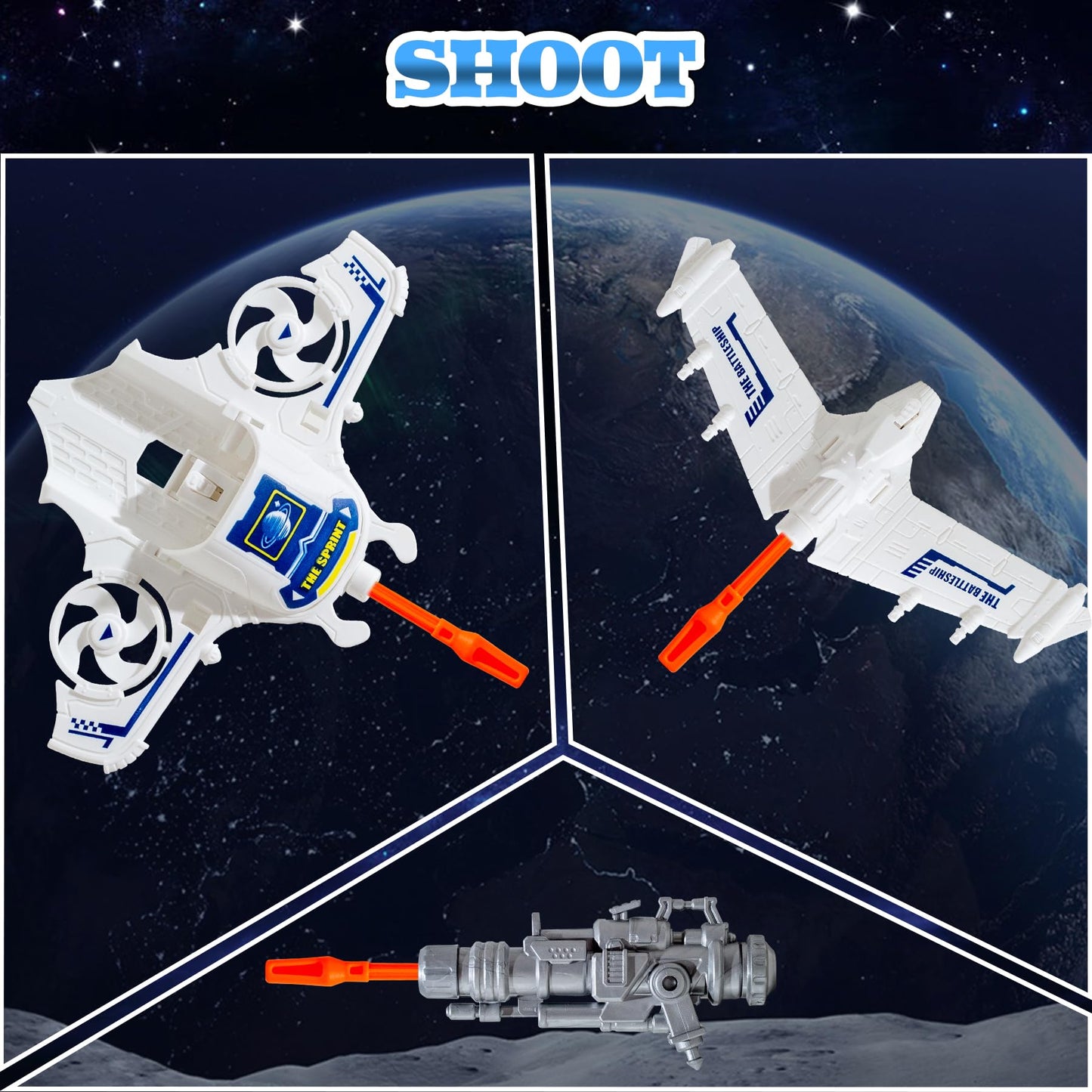 Wbzle Rocket Ship Toy, Space Toys Playset with UFO, Plane, Rocket Launcher, Satellites, Astronaut Toy Set with Light and Sound, Exploration Toys for Boys 3-5
