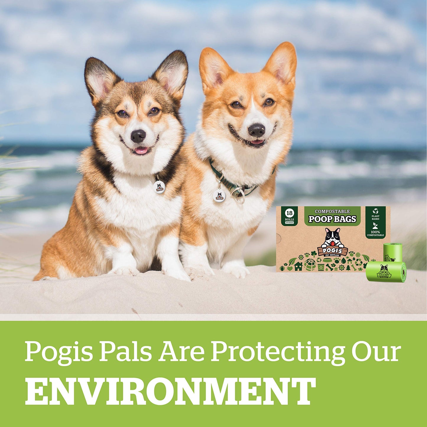 Pogi's Poop n' Wipe Combo Pack - 270 Compostable Dog Poop Bags and 400 Plant-Based Grooming Wipes Bundle