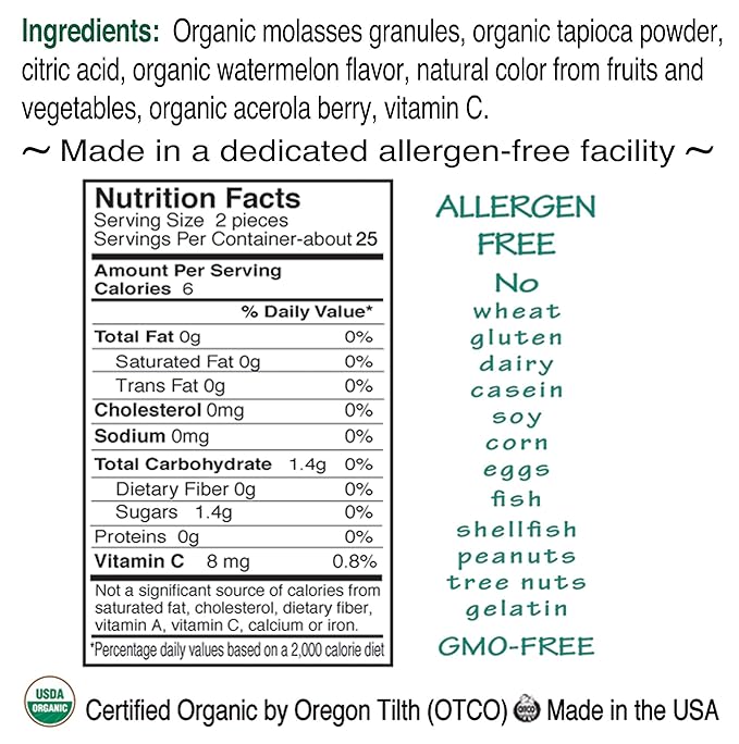 St. Claire's Organic Fruit Tart Candies, (Watermelon, 8 Ounce Refill Bag, over 240 pieces) | Gluten-Free, Vegan, GMO-Free, Plant-based, Allergen-Free | Made in our Allergen-Free facility