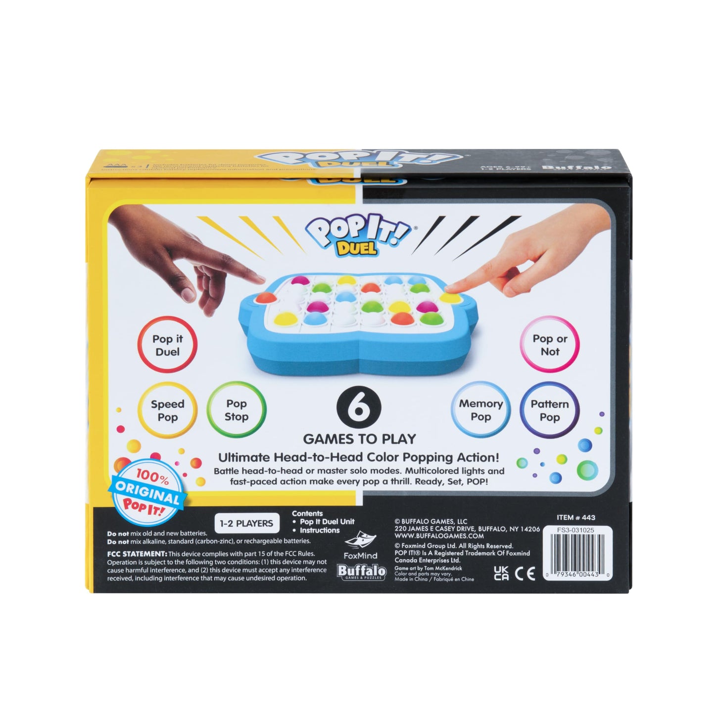 Pop It! Duel - Bubble Popping Game for 1-2 Players, 6 Ways to Play, Multicolor Light Up Fidget Toy for Kids and Adults