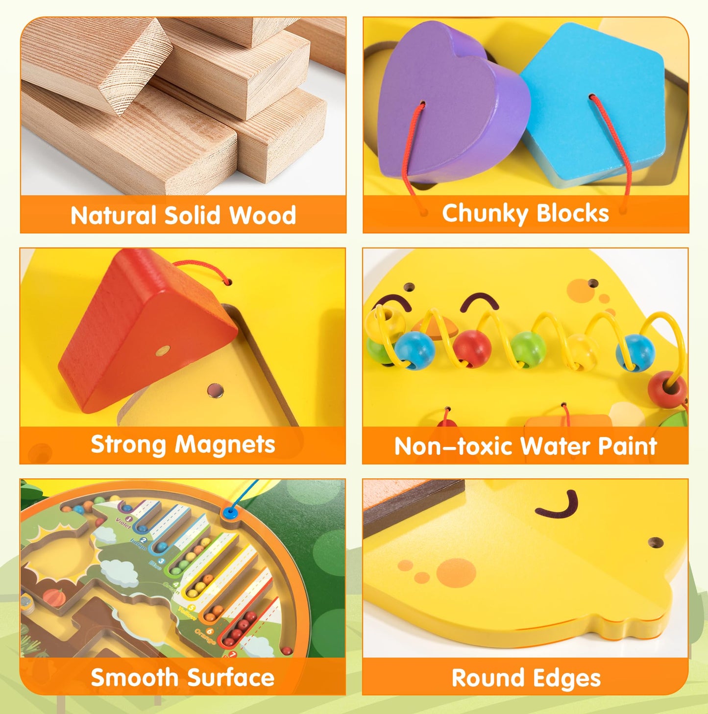 Chick Squad Activity Wall Busy Board Panels | 11-in-1 Wooden Sensory Wall Panel for Kids, Montessori Learning Activity Center | Perfect for Toddler Playroom Daycare Nursery Classroom Dentist Office