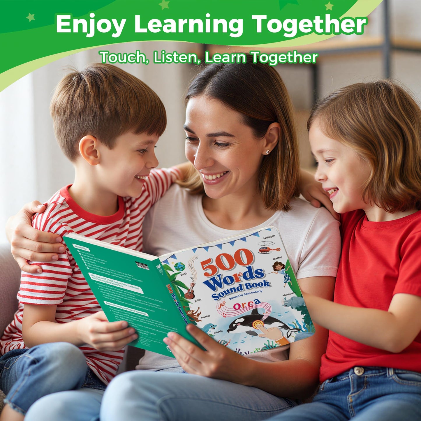 Timetome Interactive Learning Sound Book for Kids Ages 3-8 - 500 Core English Vocabulary Words, Early Educational Talking Book with Touch & Sound for Preschool, Kindergarten & Homeschooling