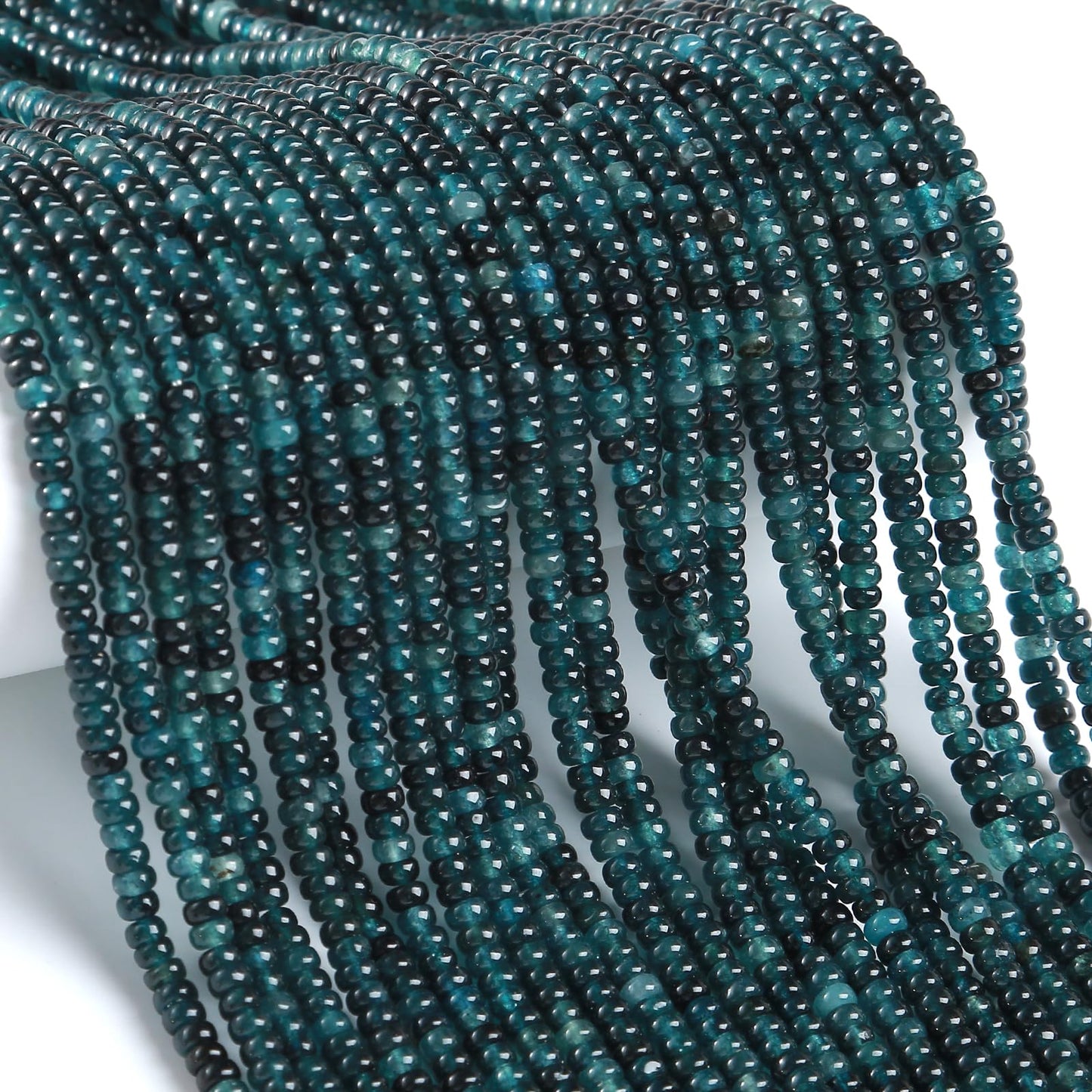 150PCS 2x4mm Natural Dark Blue Jade Rondelle Beads Abacus Disk Stone Beads Round Loose Spacer Gemstone for DIY Bracelet Necklace Jewelry Making