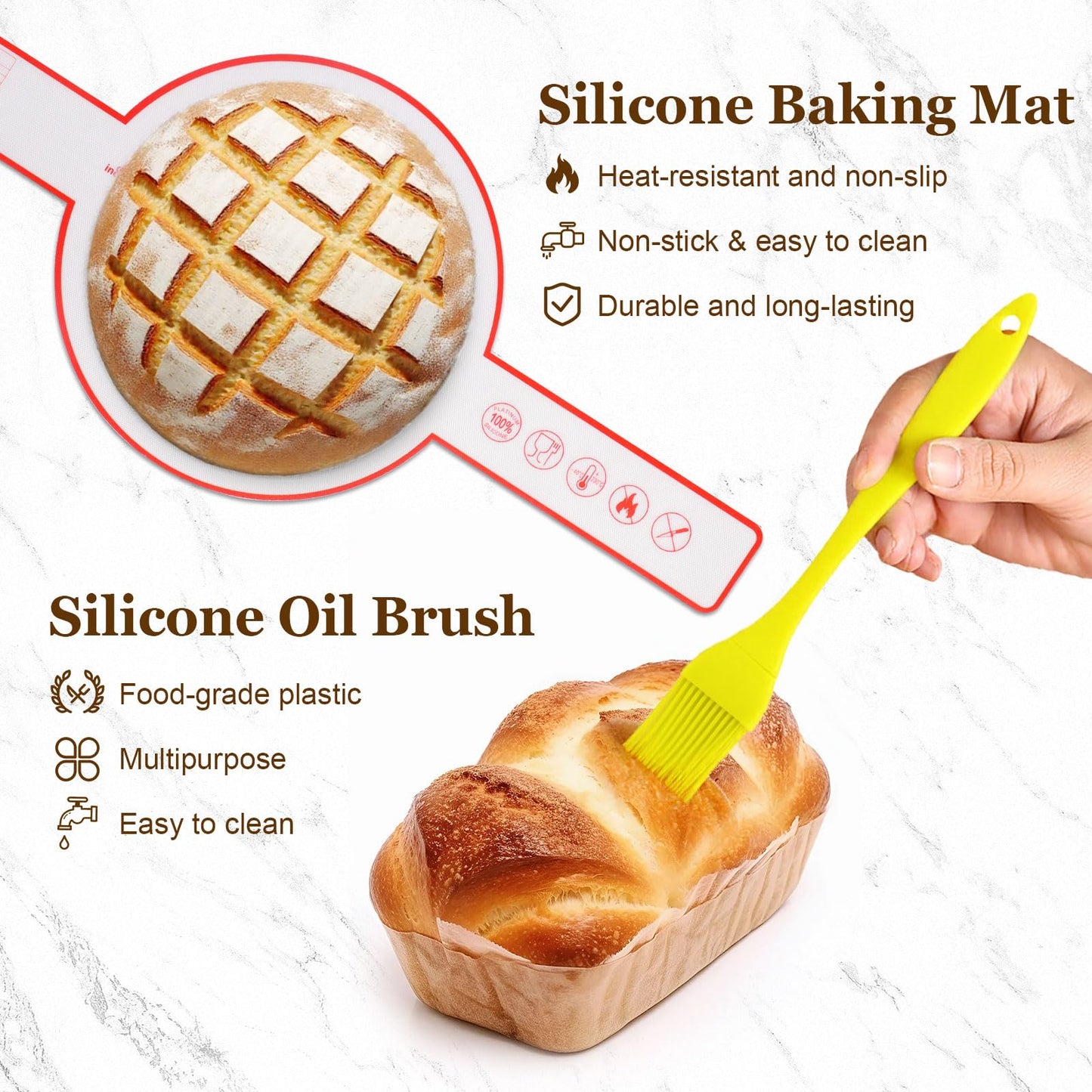SHANNA Sourdough Starter Kit, Banneton Bread Proofing Basket, Sourdough Bread Baking Supplies, Sourdough Tools, Bread Making Tools, Round & Oval Proofing Basket, 15PCS