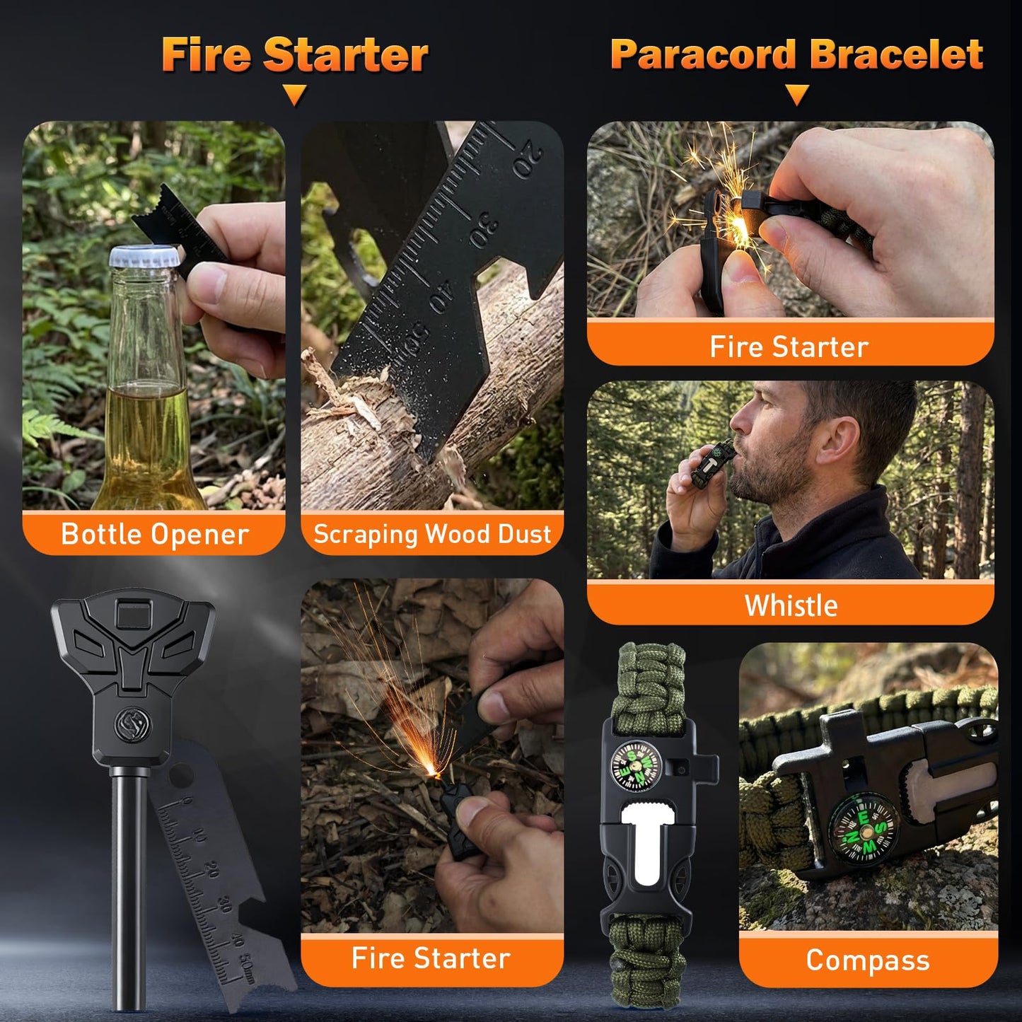 Survival Gear Kit for Men: 27-in-1 Complete Tools & Camping Accessories for Hiking, Fishing, Emergency | The for Husband, Dad, Boyfriend