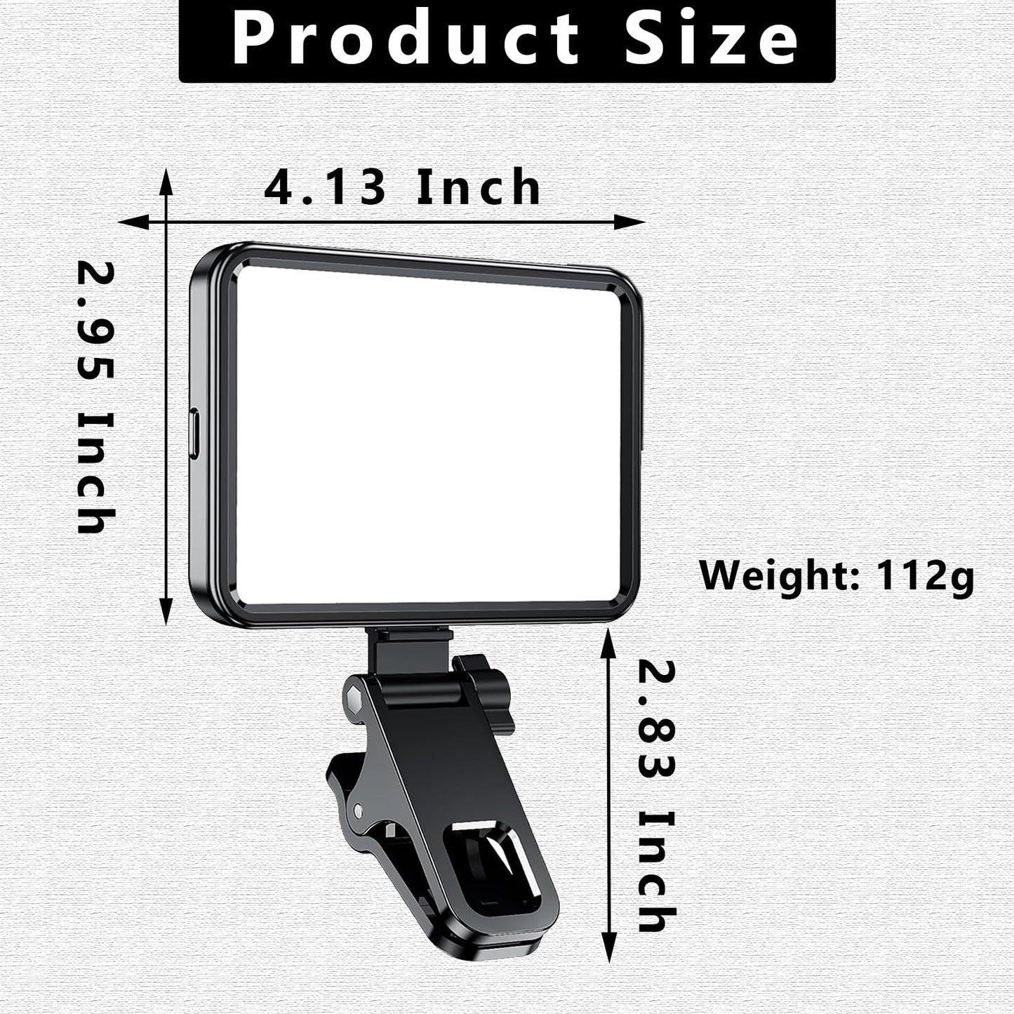 Datarm Rechargeable Soft Selfie Light for Phone, Camera, Laptop, 4-14H Battery Portable LED Light for Pictures, Phone Light Clip for Selfie, Vlog, TikTok, Makeup, Video Conference Black