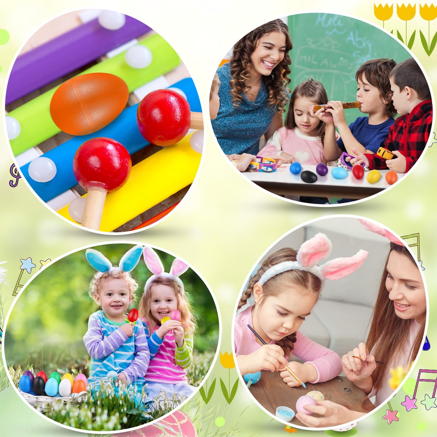 Yeshone 100 Pieces Egg Shakers Bulk Musical Instruments Percussion Maracas Egg for Kids Toys Plastic Shaker for Learning DIY Painting, Classroom Music, Rhythm(10 Color)