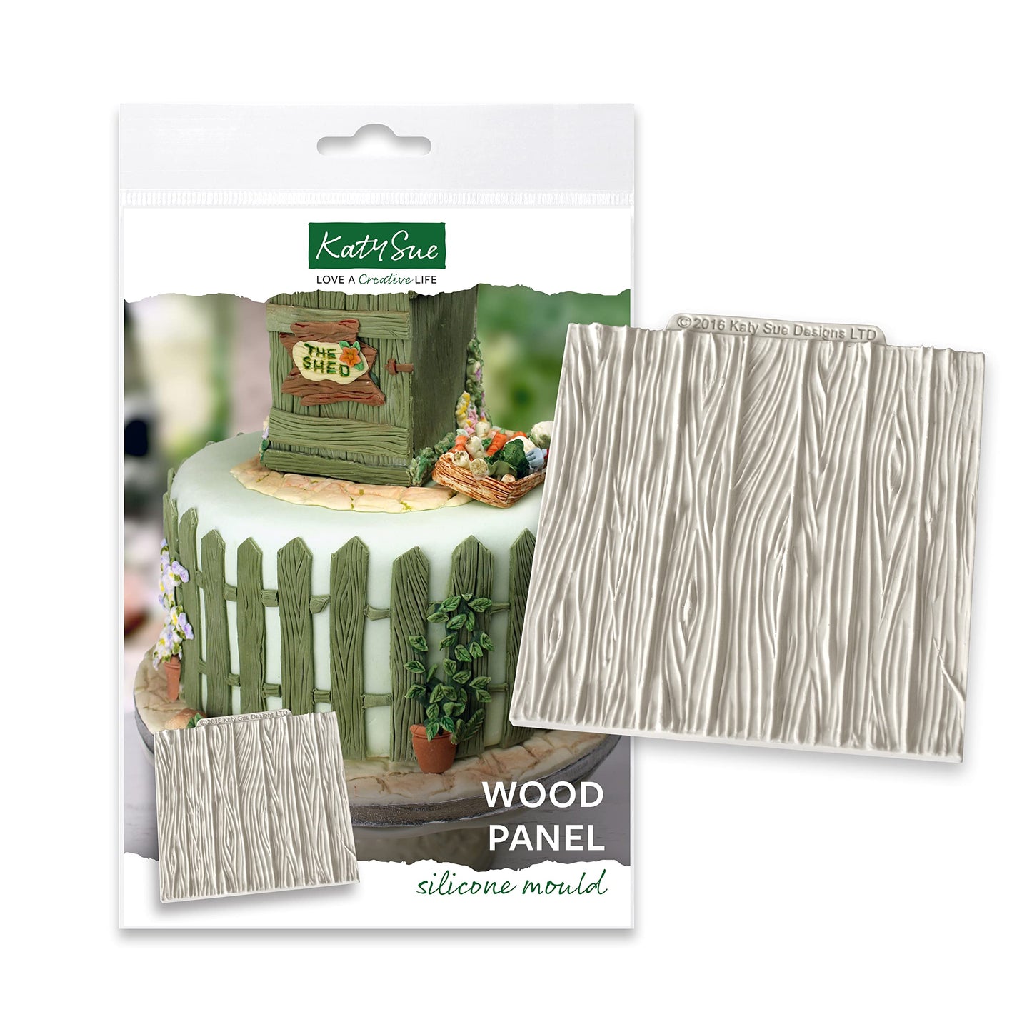Katy Sue Wood Panel Silicone Mold for Cake Decorating & Crafts - Mold and Texture Size 102 x 102 x 3mm / 4.02 x 4.02 x 0.12 inches