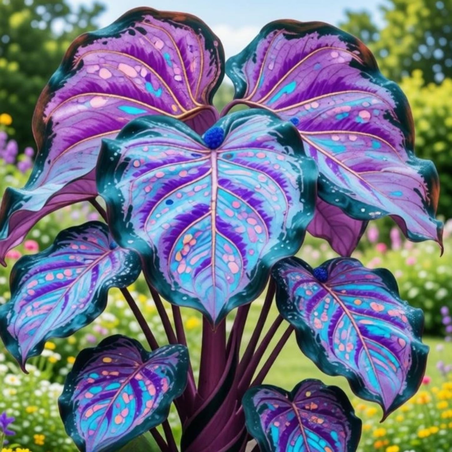 EDRHTJG Elephant Ear Accent Leaf-Vigorous Grower-for a Resort Worthy Yard-Elevates Overall Aesthetics-with Blue Sheen (6)