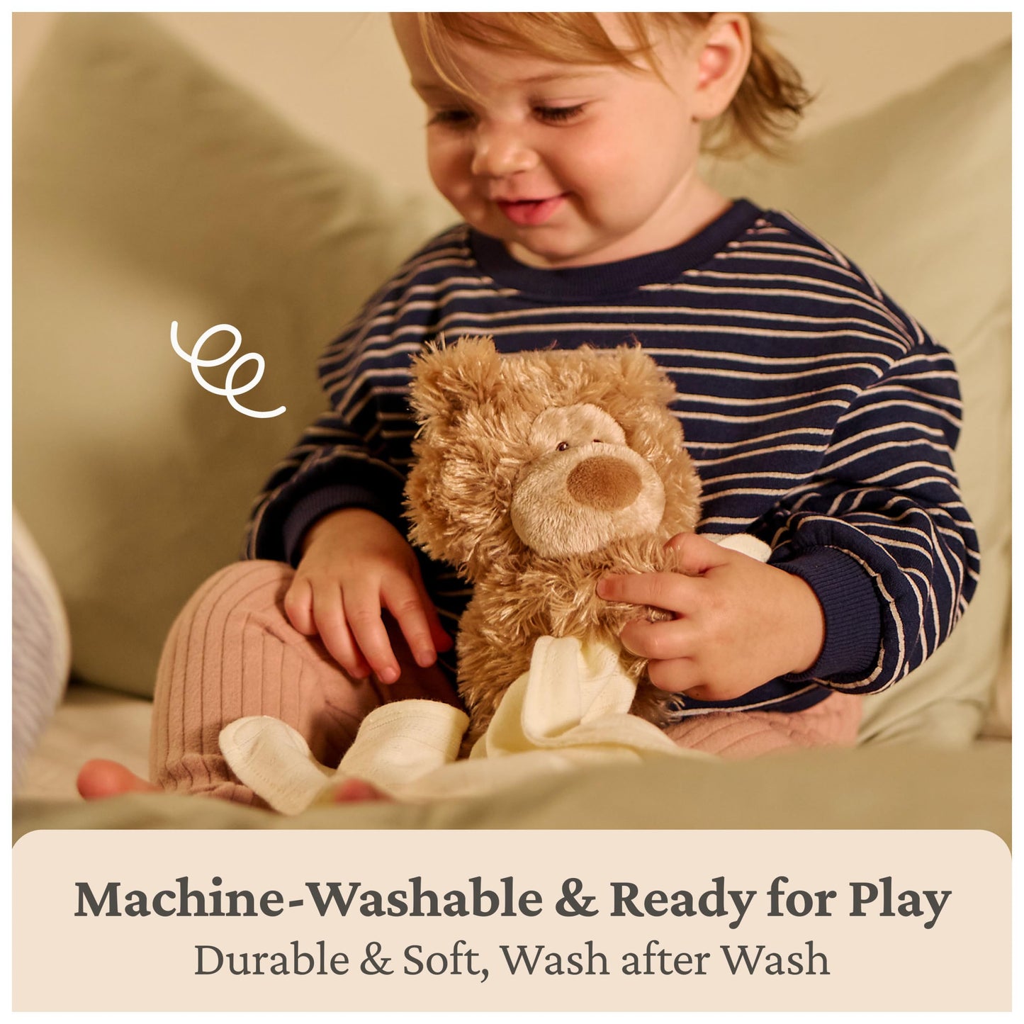GUND Baby Philbin Plush Lovey, Teddy Bear with Baby Blanket, Stuffed Animal Sensory Toy, Brown, 14”