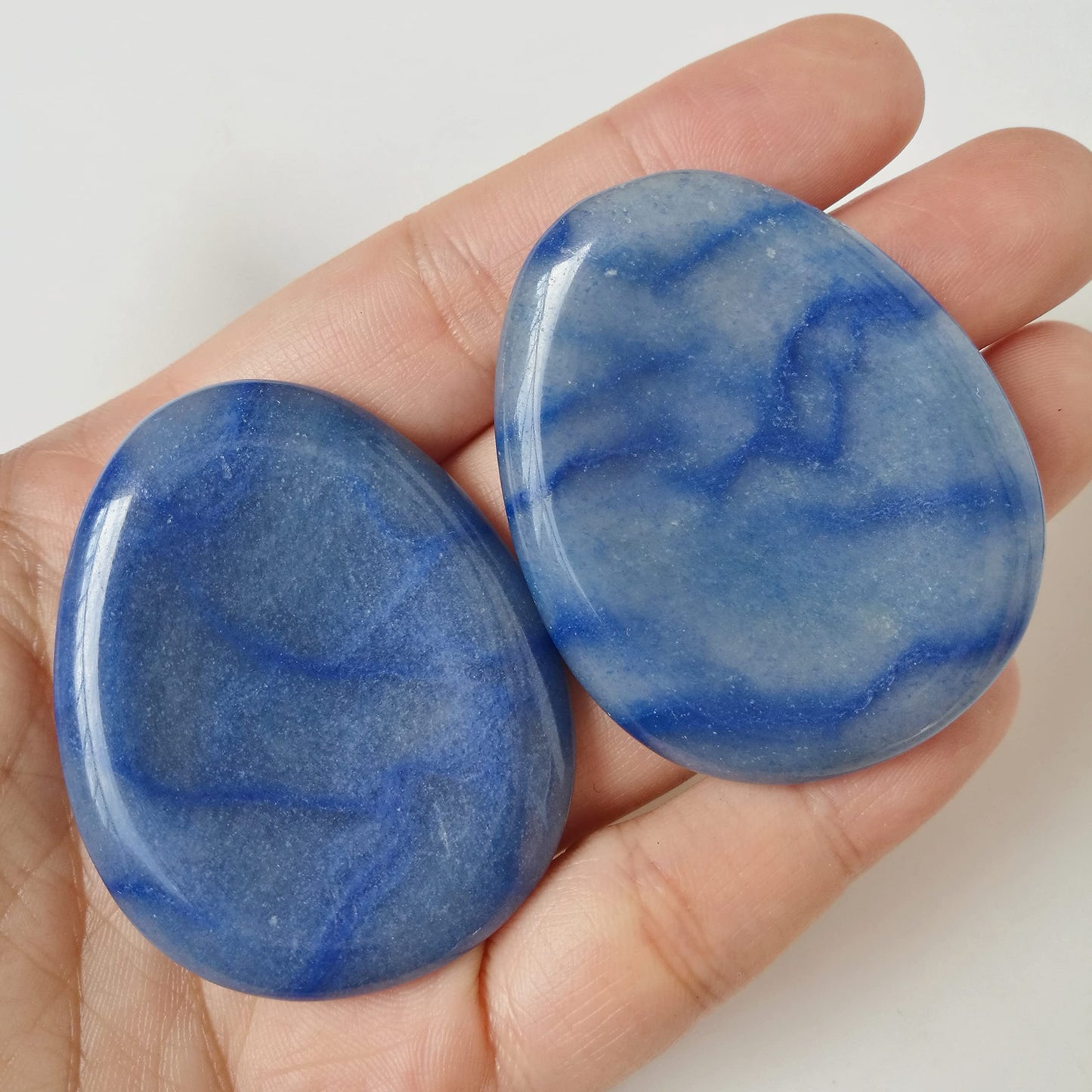 Bacatgem Natural Blue Aventurine Water Drop Chakra Thumb Worry Stone,Stress Relax Healing Reiki Crystal Pocket Palm Stones