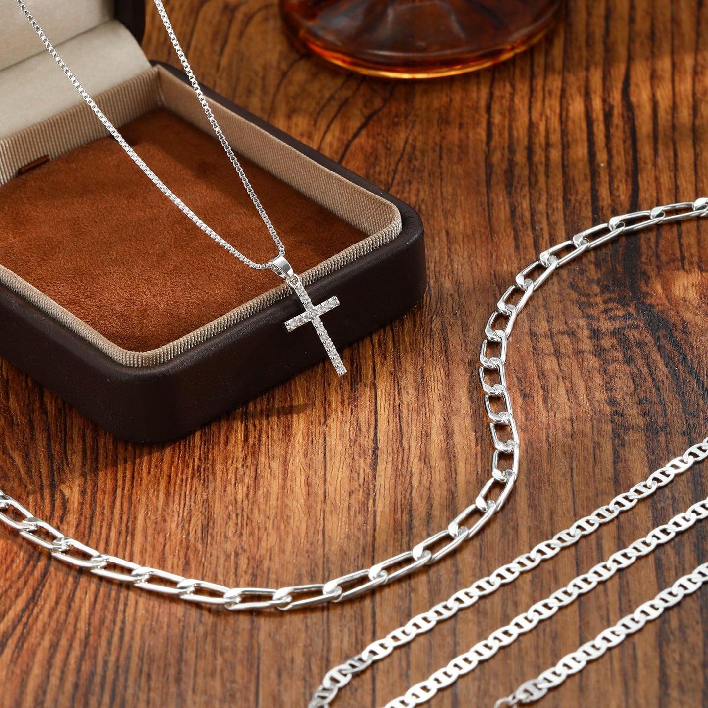 Nancomy Layered Gold Cross Necklaces for Women, Stack Stackable 14K Silver Plated Cubic Zirconia Pendant Necklace Set Dainty Choker Layering Necklaces for Women Faith Jewelry Religious Gift
