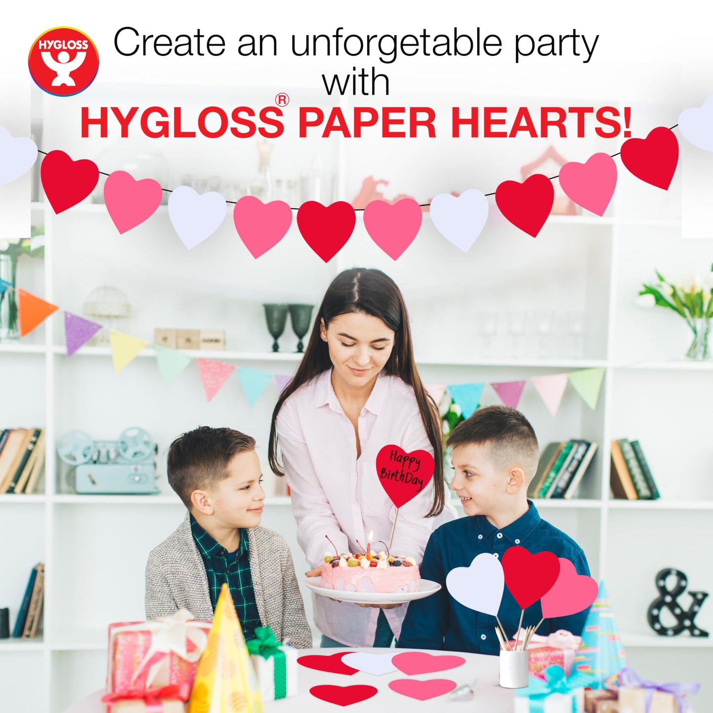 Hygloss Heart Shape Paper Cut-Outs for Arts & Crafts-Many Creative Uses-Valentine’s Day Activities-6 Inches-100 Pcs, Red, Pink & White