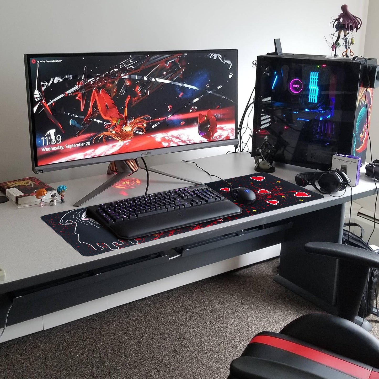 Large Gaming Mouse Pad 31.5 x 11.8in Desk Mat for Office Mousepad Anti-Skid Rubber Base Soft Comfortable and Durable Desk Pad (Black)