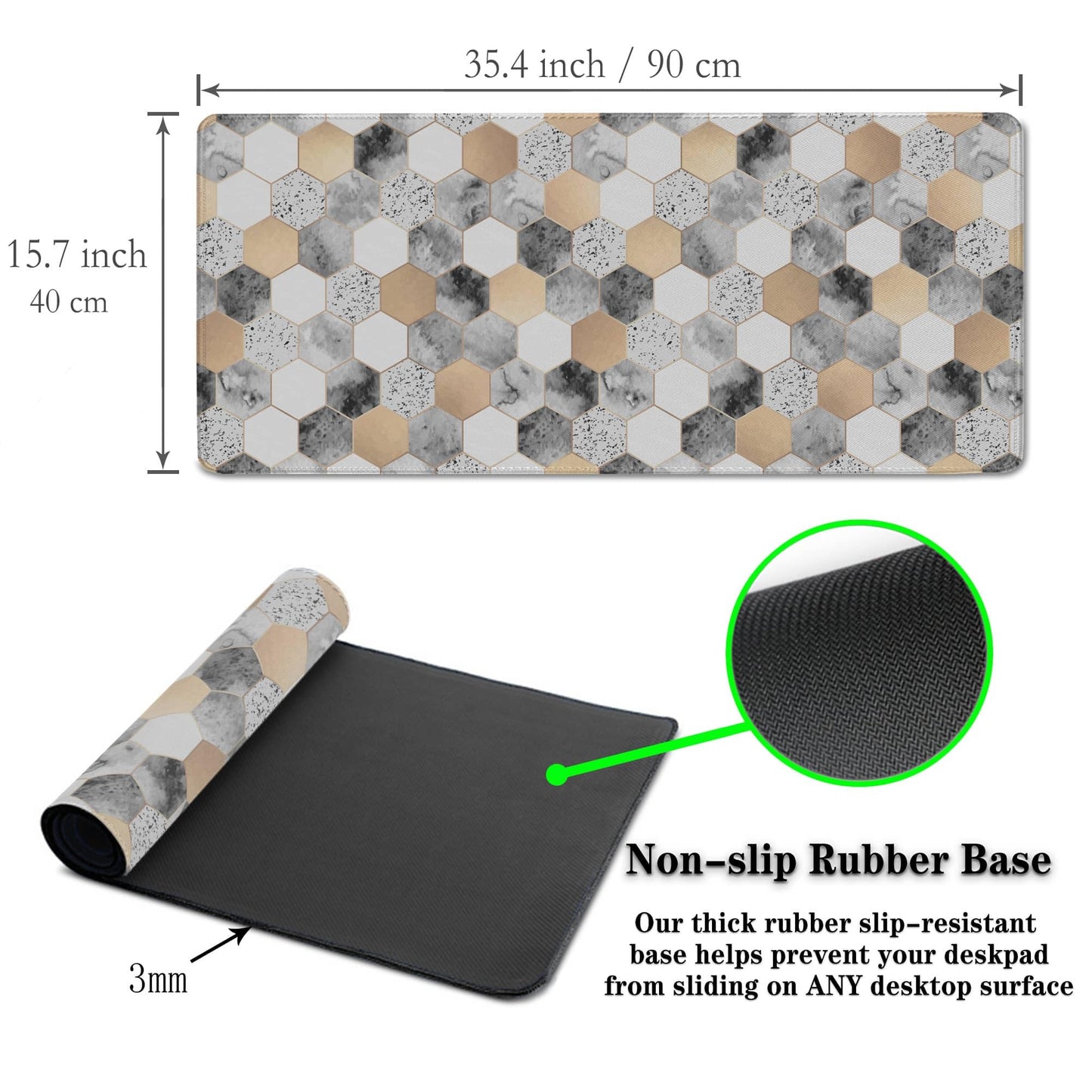 Samgula XXL Mouse Pad Desk Mat Large Gaming Mouse Pads Computer Mats 900X400 Mousepad Non-Slip Rubber Base Waterproof with Stitched Edges 35.4" X 15.7" for Game Office, Geometric Abstract